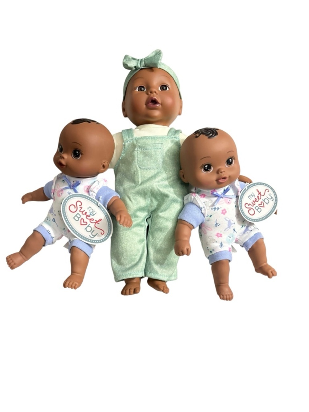 3-Piece Black Baby Doll Set - 2 Are My Sweat Baby Mini Dolls